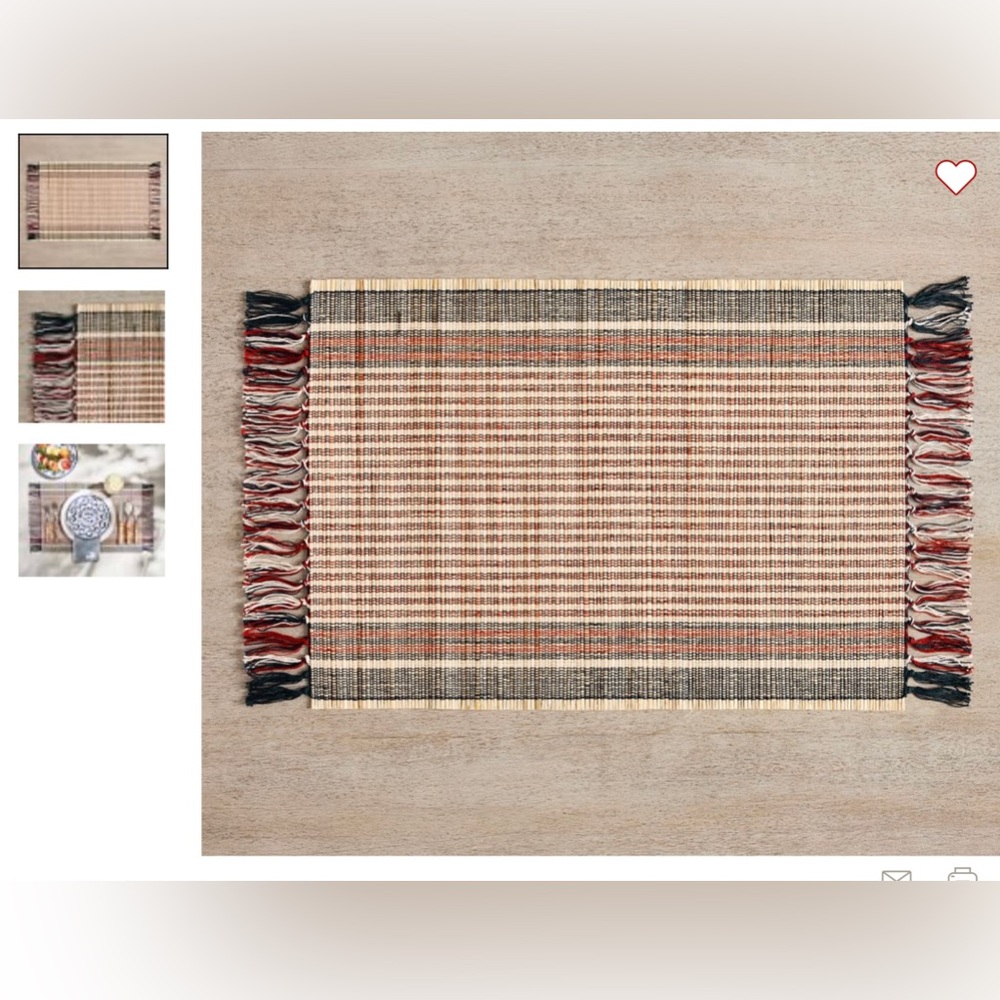 S/8 Red, White & Blue Bamboo striped placemats from Pottery Barn